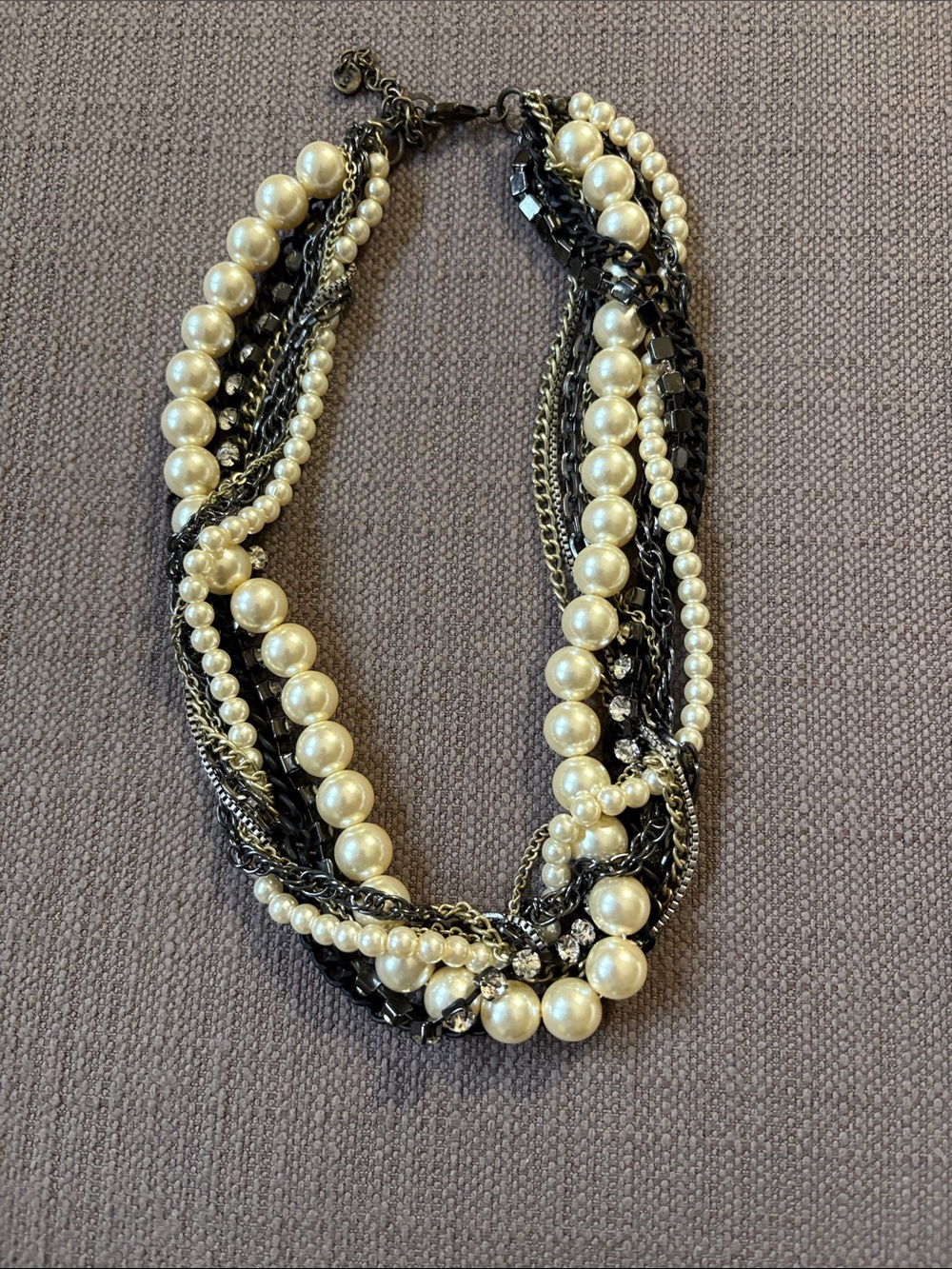 LOFT Black Chain and Pearl Multi-Strand Necklace